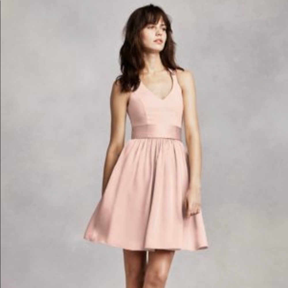 Vera Wang Short Halter V-Neck with Sash